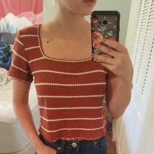 Orange Striped Crop top